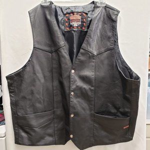 Interstate Leather Black Biker Motorcycle Vest 4XL-T